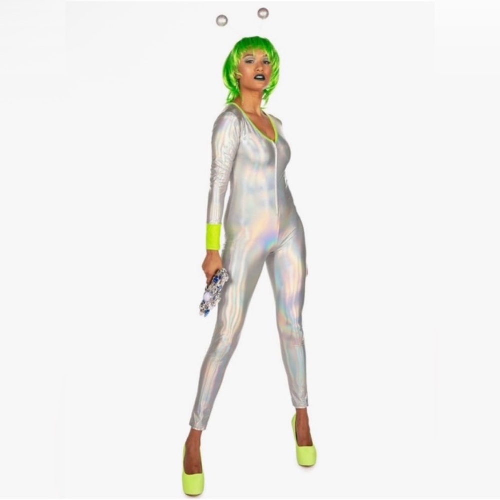 Tipsy Elves Iridescent Jumpsuit with Neon Accents